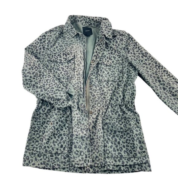 Forever 21 Green & Black Leopard Print Utility Jacket size Medium - Picture 1 of 4